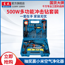 Dongcheng impact electric drill set Z1J-FF04-13 household multifunctional hammer drill dual-purpose drill pistol drill flagship store