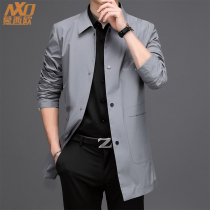 High-end light luxury seamless seamless rubber lapel collar windbreaker mens middle-aged business leisure spring and autumn coat tide