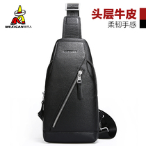 Scarecrow chest bag mens 2022 new leather shoulder messenger bag casual small bag mens ins tide brand backpack