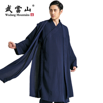 Wudang Mountain Taoist clothing cotton linen male practice clothing martial arts performance three-piece Taiji clothing spring and autumn robes