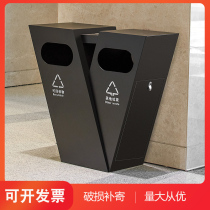 Outdoor trash can stainless steel large sanitation scenic spot Frosted modern simple property creative classification trash can