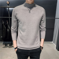 Autumn and winter sweater mens half high collar Korean trend slim sweater personality handsome sweater mens base sweater