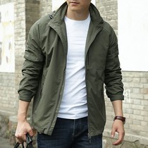 Outdoor clothing mens spring and autumn thin mountaineering clothing waterproof and breathable mens jacket sports large size Tide brand windbreaker