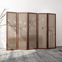 New Chinese style screen partition Living room entrance Modern simple bedroom occlusion Ancient style solid wood folding movable folding screen