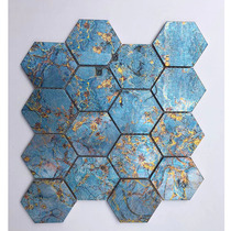 Small hexagonal ceramic mosaic tiles multi-color simple kitchen background wall parquet bathroom bathroom black and white floor tiles