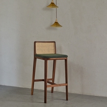 Bar chair modern minimalist high stools black walnut bar stool woven rattan noodles high chair home bar chair