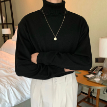 Blackmoon solid color turtleneck sweater men Korean trend autumn and winter loose inner with thick knitted base shirt