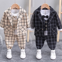 Childrens suit suit mens baby suit dress small dress three-piece set 1-5 years old spring and autumn handsome childrens clothing