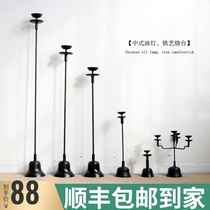 Handmade vintage cast iron old candlestick oil lamp iron lamp Old Chinese Zen tea ceremony iron lamp Home decoration ornaments
