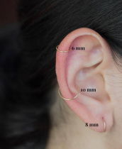 New product 14K bag gold 925 silver pole minimalist mini small circle earring ear ring European and American minimalist temperament earrings South Korean woman