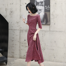 Evening dress dress female banquet temperament Noble autumn usually wear light luxury small high-end luxury dress