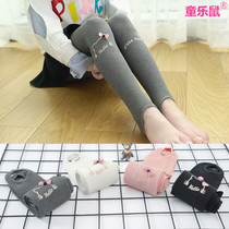 Childrens foot pants spring and autumn thick girls pantyhose dance socks white baby leggings combed cotton vertical strip