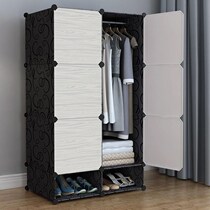 Simple wardrobe storage rack cloth sliding door double solid wood steel pipe thickened reinforced single new bedroom furniture cabinet