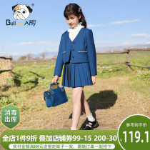 Girl Suits 2022 Spring Dress New Ocean Qi Children V Collar Little West Suit CUHK Child Casual Short jacket Spring and autumn