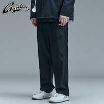 GUUKA black casual trousers men's tide brand students hip hop sports burr embroidered straight suit trousers loose