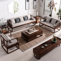 New Chinese hotel guest club model room stack old elm wooden sofa chair combination 123 solid wood living room furniture