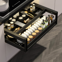 kitschentime Kitchen Cabinet Drawer 100 Nano Bao Series Monolayer Pumping Full Aluminum Gold Bowl lapel basket