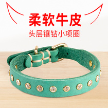 Cowhide pet collar small dog cat bell collar bome bome teddy bear chihuahua deer dog collar