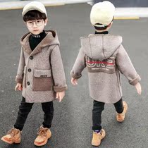 Boys woolen jacket autumn and winter style foreign air spring and autumn clothing nets red handsome gas trendy plus suede thickened childrens childrens big clothes