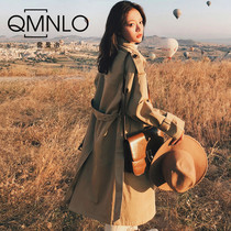 QMNLO British style light cooked khaki loose small jacket medium-length windbreaker women 2021 new