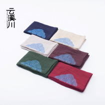 Thickened gift double layer auspicious cloud cotton linen tea towel custom tea set accessories plain color simple water absorption excellent quick drying