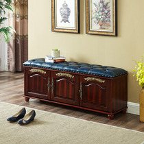 American shoe change stool shoe cabinet can be seated at the door of the home to store economical bed tail solid wood leather shoes shoes stool