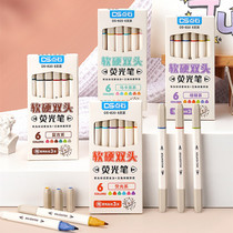 Dot stone DS-820 soft and hard double head highlighter student triangle stick retro color Mark writing hand account painting