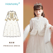 Toss handkerchief childrens clothing original Diana girls princess dress autumn and winter white dress long sleeve dress children
