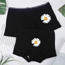 (Couples) Antibacterial shaping middle and high waist hip belly top size boxer male girlfriend gift cotton set
