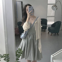 Gentle wind sweet suit womens womens new cardigan jacket sexy suspenders careful machine very fairy two-piece set