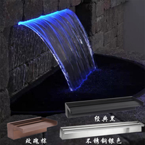 European waterfall waterscape Villa water curtain stainless steel sink outlet with lamp fish pond landscape falling water