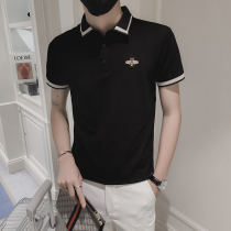 High-end knitted embroidery spirit polo shirt mens fashion brand short-sleeved summer thin section large size color lapel mens t-shirt