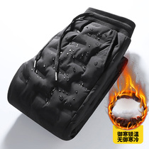 Down pants mens white duck down outside wear inside outdoor cold cotton pants winter New plus velvet thick warm casual pants
