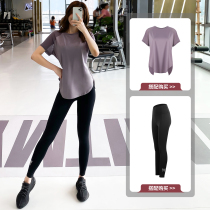 Sports set womens small loose casual fitness quick-drying T-shirt yoga shorts high waist trousers two-piece summer