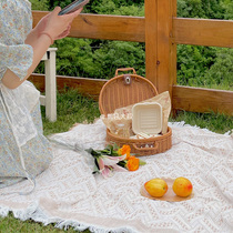 Bear roar uncle milk almond picnic cloth ins Wind double-sided available spring outing decoration tablecloth beach mat