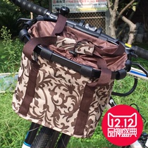 Bicycle basket front basket Mountain bike basket Aluminum alloy folding thickened canvas basket basket