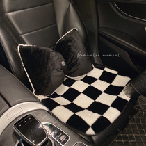 Car cushion checkerboard grid autumn and winter plush simple car cushion warm non-slip car single single Butt seat cover