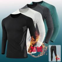 Tight suit men's fitness suit in autumn and winter plus velvet quick-drying sports thermal underwear pants high elastic running long sleeve suit