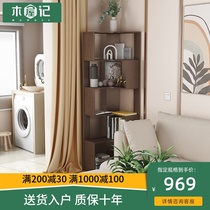 Solid Wood Corner Bookshelf Shelving Shelf Home Living Room Floor Containing Shelf Wall Corner Storage Rack Small Bookcase Simple Shelf