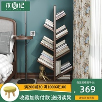 Solid Wood Bookshelf Floor Children Multilayer Drawing Shelf Bookcase Office Province Space Shelve Living Room Treebook Shelf
