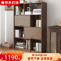 Solid wood bookcase retractable lattice cabinet storage cabinet storage cabinet storage cabinet living room wall floor bookshelf display cabinet
