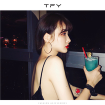 TFY temperament cold wind big circle plain hoop earrings female 2022 new trendy fashion all-match earrings spring and summer earrings