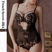 Face-like seductive butterfly knot lace lingerie coalesce bra close-up one-piece plastic body one-piece clothes open crotch