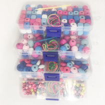 Childrens amblyopia training wooden beads color beading puzzle wearing rope bulk toy diy handmade material bag box