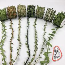  Green forest rattan hemp rope with leaf rope Handmade diy decorative leaf photo wall material
