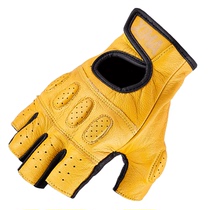 Seal Gloves Half Finger Retro Leather Male Riding Motorcycle Locomotive Bike Rider rider Autumn Breathable Thin single punch