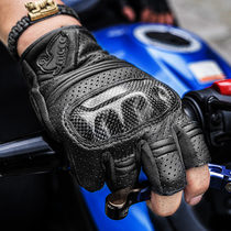 Mogo Motorcycle Gloves Half Finger Fall Leather Racing Bike Ride Rider breathable equipped Moto glove anti-fall