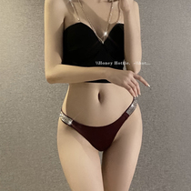 Hottie one second sexy European and American letter rhinestone underwear sports lifting hip low waist comfortable thin belt t pants