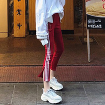 Red 90% Beats Bottom Pants Women Sports Outwear Spring Autumn 2022 New High Waist Display Slim 100 Hitch Yoga Little Feet Pants