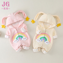 Baby Spring Autumn Conjoined Clothes Cute Super Cute Spring Dress New Internet Red Female Baby Out Huddling Male Newborn Clothes